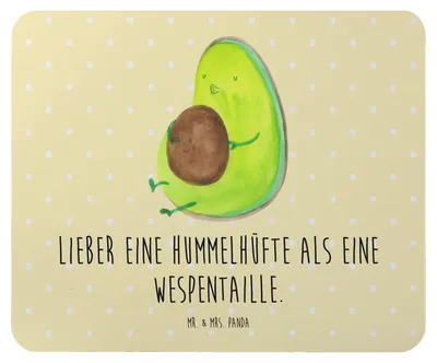 Produktbild von Mr. & Mrs. Panda Mouse Pad Avocado Pfeifen - Gelb Pastell - Geschenk, laptop mousepad, Mauspad, pc mausunterlage, Abnehmen, Ernährung, Diät