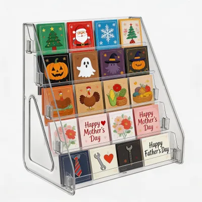 Imagen del producto de Soporte para folletos de acrílico de 5 niveles, ideal para tarjetas coleccionables