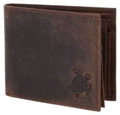 Produktbild von oxmox Leder Geldbörse Leather RFID Protect Querscheinbörse Turtle 2.0 Embossed Vintage Dark Brown dunkelbraun