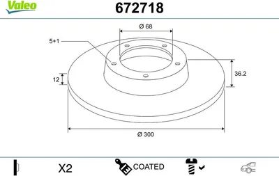 Produktbild von 2x VALEO Bremsscheiben Hinten für AUDI A4 B9 Avant (8W5, 8WD) 300mm 672718