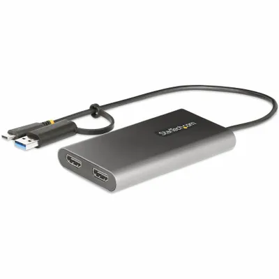 Produktbild von StarTech.com USB-C Dual HDMI Adapter - USB-C/USB HDMI Adapter für 2 4K 60Hz Monitore - 100W PD Pass-Through - 30 cm Festes Kabel - USB C auf HDMI - USB-C zu HDMI Multi-Monitor Adapter/Videokonverter, 3.2 Gen 1 (3.1 Gen 1), USB Typ-C, HDMI-Ausgang, 3840 x 2160 Pixel