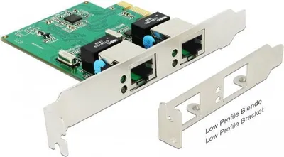 Immagine prodotto di DeLOCK Scheda PCI Express > 2 x Gigabit LAN - Adattatore di rete - PCIe 1,1 a basso profilo - Gigabit Ethernet x 2 (89999)