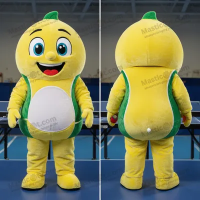Image de Mascotte MASTICOT jaune citron de table de ping-pong rembourrée