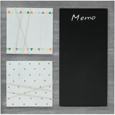 Image de Deknudt S67TT4 tableau mémo en bois gris avec tableau noir, 37x37 cm