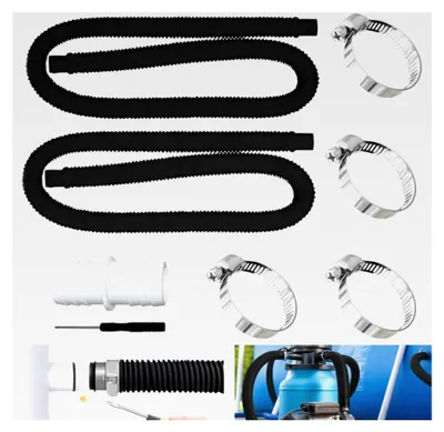 Produktbild von 2 Stück Poolschlauch 32mm mit 4 Sicherungsclips und 1 Schlauchverbinder für Filterpumpen und Schwimmbäder