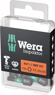 Produktbild von Wera Bit Impaktor 1/4 DIN 3126 C6,3 T25x25mm (VPE 10 Stück)