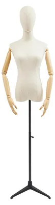 Produktbild von Damen Schaufensterpuppe - Oberkörper Torso auf Ständer - Halbkörper Mannequin aus Metall - Kleiderständer für Geschäft & Boutique - Schwarz
