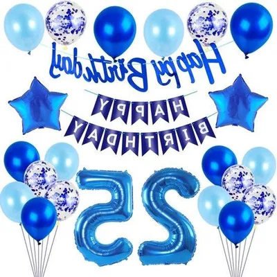 Immagine prodotto di Palloncino per compleanno, colore blu - 25 anni - Decorazione per uomo