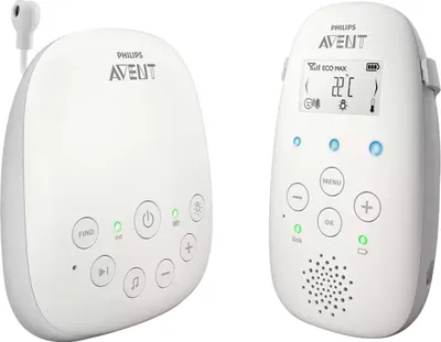 Obrázok produktu pre Philips AVENT Audio detská pestúnka technológia DECT, ekologický režim, funkcia interkomu, uspávanky a nočné pesničky, snímač teploty, maximálny dosah, biela (model SCD713/26)