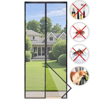 Produktbild von Fliegengitter Tür Magnet Balkontür, Insektenschutz tür 210x80cm, Katzensicher, Langlebig, Geruchsfrei und Ungiftig Schwarz