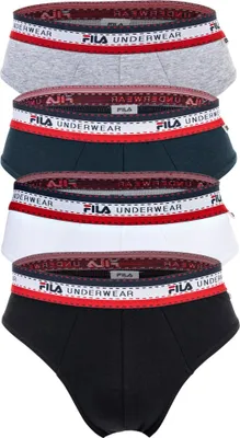 Produktbild von FILA Herren Slip, 4er Pack - Briefs, Logobund, Baumwolle Stretch, einfarbig Schwarz/Weiß/Blau/Grau 2XL
