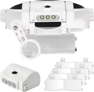 Obrázok produktu pre Verk 09127 Náhlavná lupa s LED osvetlením (1,5x, 2x, 2,5x, 3x, 3,5x, 8x)