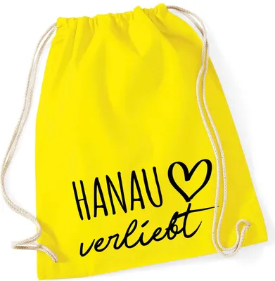 Produktbild von Huuraa Turnbeutel Hanau verliebt 12 Liter Yellow Baumwolle Rucksack Geschenkidee