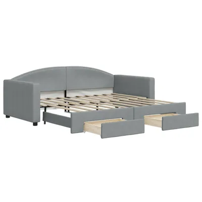 Zdjęcie produktu dla VidaXL 3197234, sofa rozkładana, Szary, Pianka, Metal, Poliester, Drewno, 2130 mm, 1000 mm