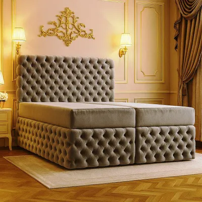 Produktbild von Chesterfield B&B Home Boxspringbett Chesterfield, 160x200 cm, Rosa, ruhige Formensprache und wohnliche Ausstrahlung für moderne und klassische Schlafzimmer