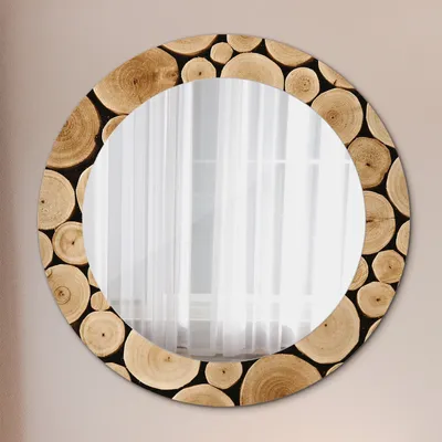 Produktbild von Ø60cm Spiegel - Glasrahmen mit Aufdruck - Wandspiegel Schlafzimmer - Chinoserie