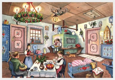 Obrázok produktu pre Nostalgický adventný kalendár vo formáte A4 s motívom obývačky