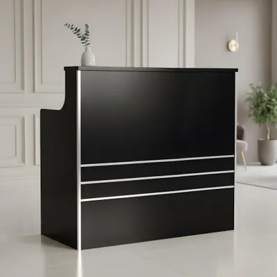 Zdjęcie produktu dla Recepcja fryzjerska lakierowana Alexa 120 cm kosmetyczna do salonu gabinetu SPA czarny