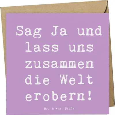 Produktbild von Mr. & Mrs. Panda Klappkarte Spruch Heiratsantrag Abenteuer - Lavendeltraum - Geschenk, Partnerschaft, faltkarte, romantischer Antrag, anlasskarte, Geschenke, Grußkarte