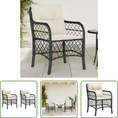 Produktbild von The Living Store Gartenstühle mit Kissen 2 Stk. Schwarz Poly Rattan