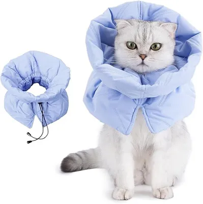 Produktbild von Verstellbarer und atmungsaktiver Schutzkragen für Katzen – Alternative zum Halskragen – Leicht und komfortabel, um das Lecken von Wunden nach Operationen zu verhindern