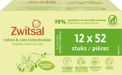 Produktbild von Zwitsal Nature & Care Baby-Feuchttücher 624 Stück - Alkoholfrei und plastikfrei - Vorteilspack