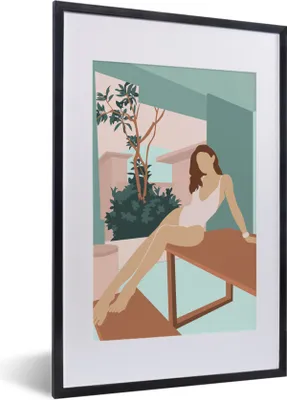 Produktbild von MuchoWow® Gerahmtes Poster Frau - Badeanzug - Sommer 40x60 cm - Poster mit Schwarzem Bilderrahmen Wandposter Rahmen Foto Bilder - Poster in Rahmen