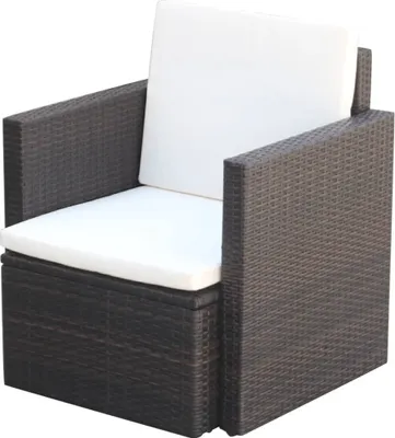 Obrázek produktu pro The Living Store Zahradní židle s polštáři a poduškami Poly Rattan Brown