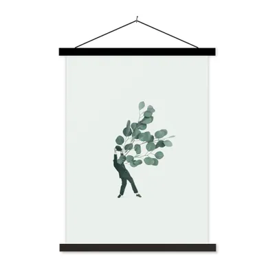 Produktbild von MuchoWow® Textilposter Ballon - Mann - Retro 60x80 cm mit schwarzem Rahmen - Plakathalter