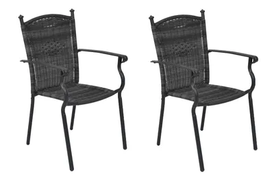 Produktbild von Merxx Roma Gartensessel, stapelbar, 2er Set, grau - Aluminium/Polyrattan
