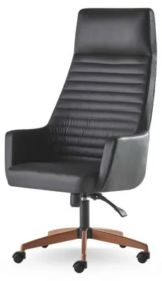 Zdjęcie produktu dla Bürostuhl Schwarz Modern Rollen Drehstuhl Büroeinrichtung Leder Edelstahl