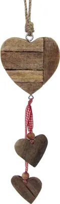 Produktbild von HOLZ-HERZ-HÄNGER  "PIECES". Herzen ca 15 und 6cm. NATUR