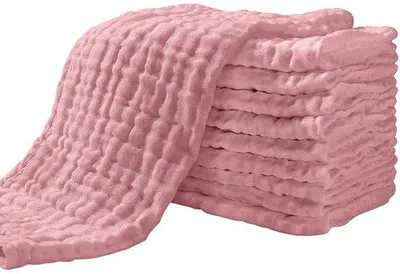 Image de Lingettes pour bébé Unyqoos® 100% coton – Lot de 10, 27 x 50 cm, 6 couches, ultra-douces et absorbantes, pour les peaux délicates des bébés