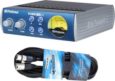 Image de Préamplificateur à tubes TubePre V2 de Presonus avec câble de microphone