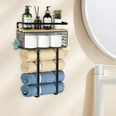 Produktbild von Holztuchhalter für Badezimmerwand