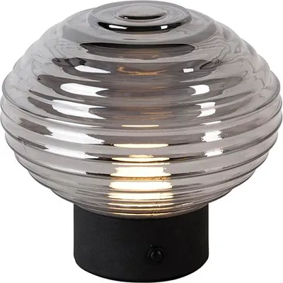 Produktbild von Trio Leuchten - Modern Tafellamp zwart met smoke glas oplaadbaar - Lexie Touch-funktion Dimmer I Dimmbar I Wohnzimmer I Schlafzimmer - Rund - I (nicht austauschbare) LED