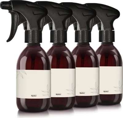 Image de 4 flacons pulvérisateurs de 300 ml, plastique, marron