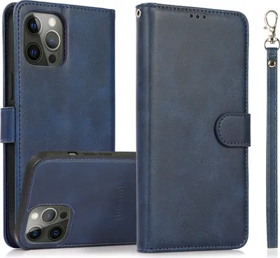 Produktbild von Mobigear Wallet iPhone 16 Pro Hülle Abnehmbare 2in1 Klapphülle Geldbörse - Blau
