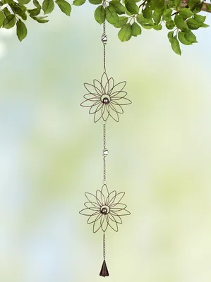 Obrázok produktu pre Gilde Garland, "Floreale", kvetinový vzor, kov, hnedá farba,Polyuretán3, d. 3 cm, š. 15 cm, v. 85 cm 67357