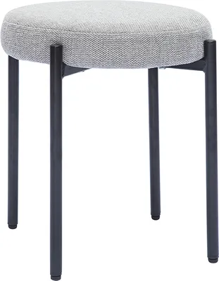 Produktbild von Miliboo - Hocker stapelbar im hellgrauen, texturierten Samtdesign mit schwarzem Metallfuß H41 cm KIKO