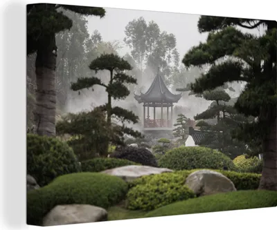 Produktbild von OneMillionCanvasses® - Leinwandbilder - 140x90 cm, Traditioneller chinesischer Pavillon, Wandbilder Kunstdruck Wanddekoration - Foto auf Leinwand - Gemälde auf Holzrahmen