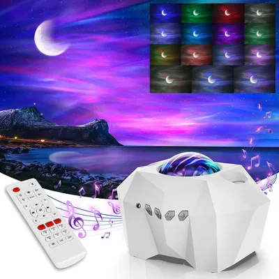 Produktbild von LED Sternenhimmel Projektor mit Lautsprecher,Galaxy Aurora Projektor Fernbedienung Timer,Stimmungslicht Deko Kinder Schlafzimmer Party,weiß