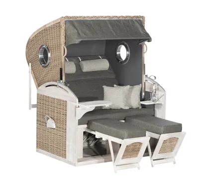 Produktbild von Sonnenpartner Rustikal 305 Z Comfort XL 2-Sitzer Strandkorb Liegemodell vintage-oak
