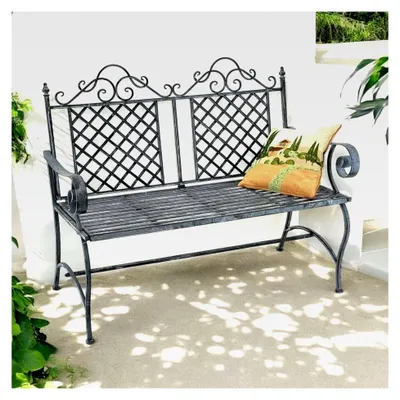 Produktbild von Wetterfeste Gartenbank 2-Sitzer Metall Grau 120 cm