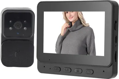 Zdjęcie produktu dla Bezprzewodowe WiFi - wideo - dzwonek do drzwi - system domofonowy 1080p - kamera z monitorem 2-kierunkowym - podczerwień - noktowizor 2,4 GHz 70-stopniowy kąt obiektywu