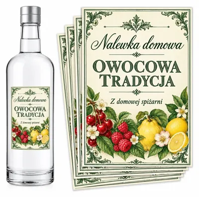 Produktbild von Flaschenetiketten – „Nalewka Domowa” – Früchte – #113 – 8 Stück