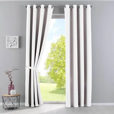 Produktbild von Vorhänge Blickdicht »NewYork« Weiß HxB 245x140 cm 2er-Pack Thermo-Gardinen Verdunkelungsvorhang Blackout Ösen schalldämmend UV-Schutz Raffhalter, 201920600-2