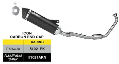 Obrázek produktu pro Černý hliníkový výfukový systém ARROW Racing Icon typu „slip-on“ pro motocykl Yamaha YZF-R 125