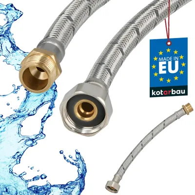 Produktbild von KOTARBAU® Flexschlauch Wasserschlauch 20cm Panzerschlauch 1/2"x3/8" Außengewinde x Innengewinde Anschlussschlauch für Armatur Schlauch Für Wasserhahn