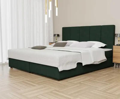 Produktbild von Boxspringbett Schlafzimmerbett ELICIO 160x220cm Stoff Dunkelgrün inkl Bettkasten